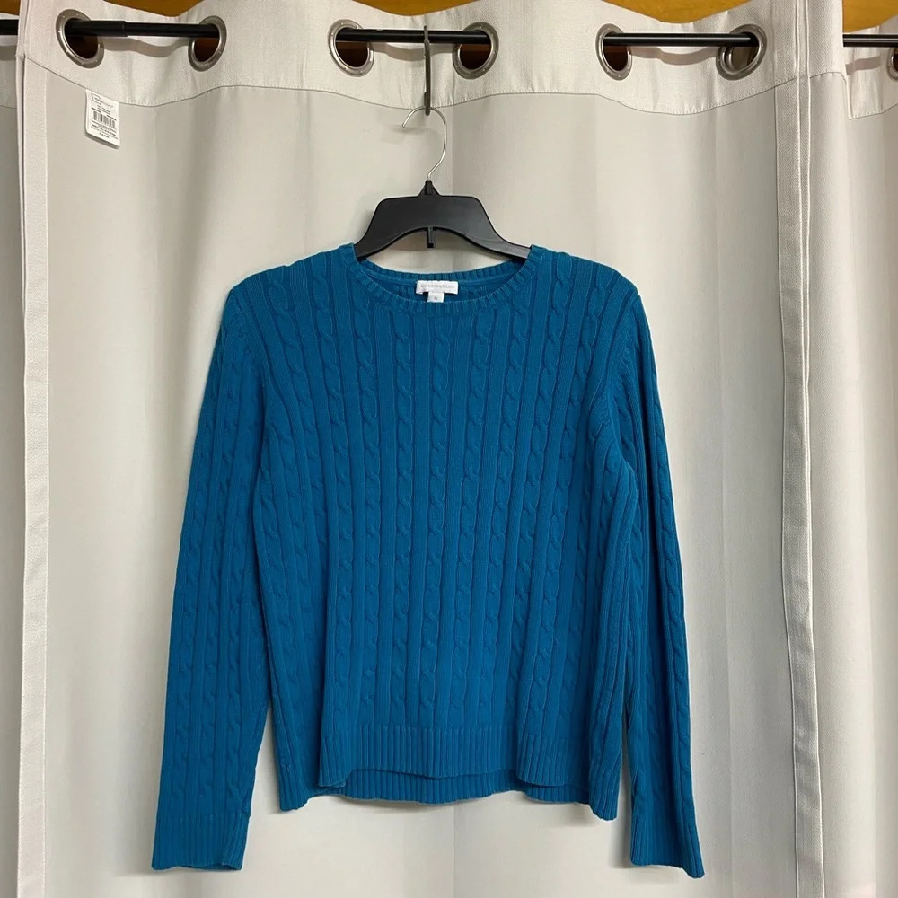 Charter Club teal/blue cable sweater size XL